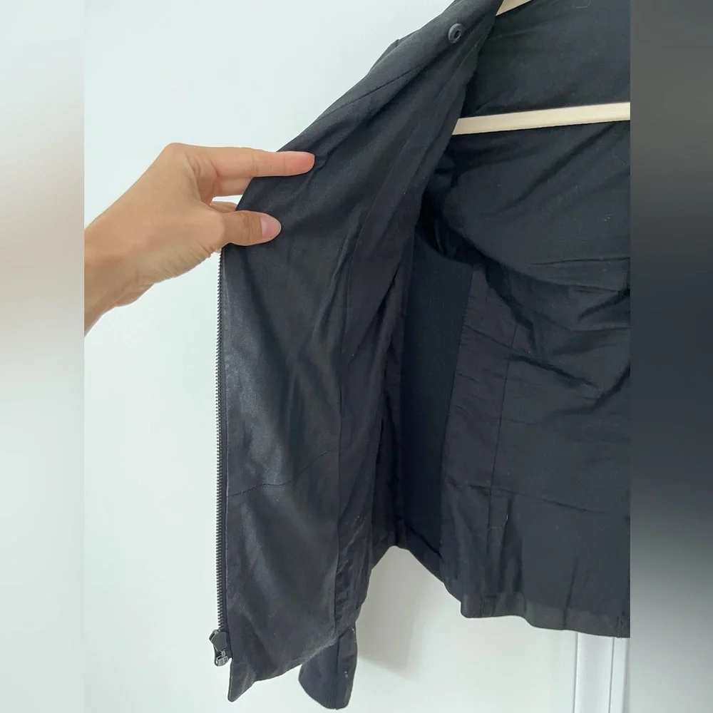 VINCE LAMBSKIN LEATHER WATERFALL DRAPE JACKET - Picture 2 of 8